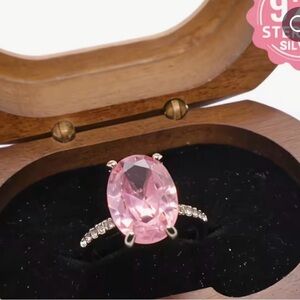 Sterling  Silver Pink Gemstone Ring NEW with gift box.